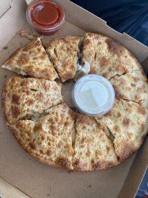 Four meat/cheese calzone ring