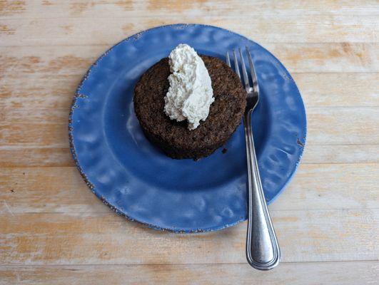 Beet cake. They forgot the basil sauce until I asked. But, I really think this needed a bit of flavor/tang more than just the whipped cream.