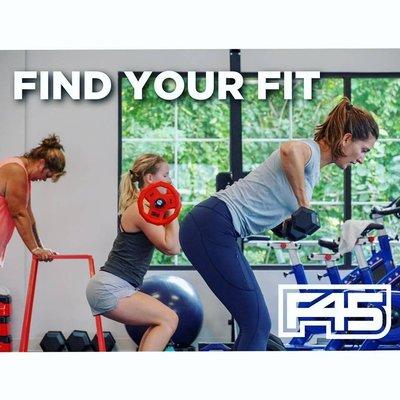 Community-based personal training, nutrition coaching, meal plans, and DJed weekend workouts- come find your fit with our F45 family.