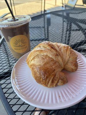 Croissant and iced Nutella latte