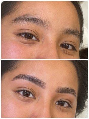 Brow lamination(includes threading & tinting)