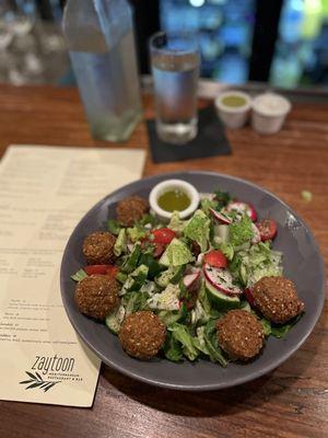 Fattoush Salad (no pita chips) + Falafel