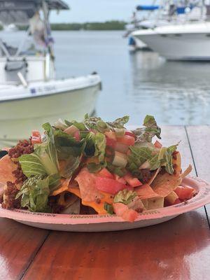 Best darn loaded nachos ! made w scallions and romaine lettuce - fresh fresh fresh