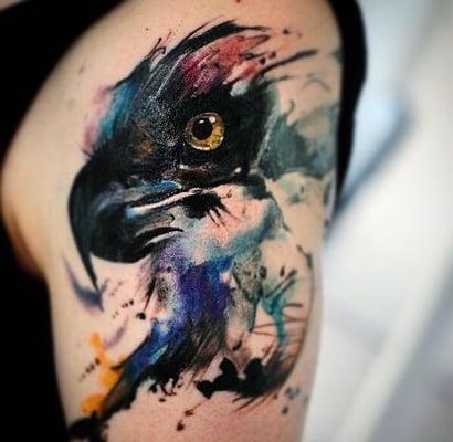 abstract eagle face tattoo by Jason