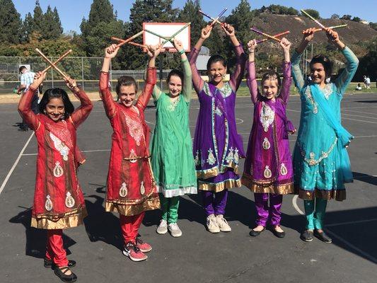 Middle school students learned how to dance the garba in preparation for Diwali!