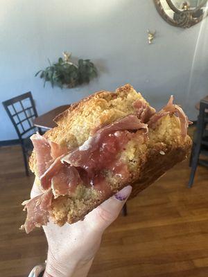 Ham and jam biscuit.