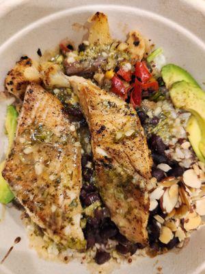 Quinoa lime bowl with mahi mahi