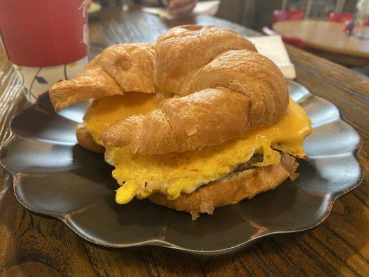 Sausage, egg, and cheese croissant