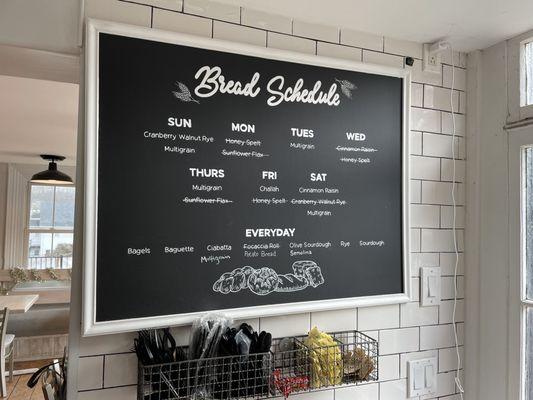 Bread menu