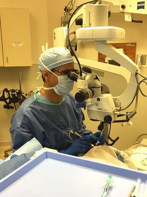 Dr. Omphroy performing cataract surgery