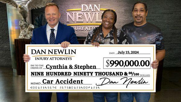 Winning $990,000 for Stephan and Cynthia was a tremendous honor and serves as a lesson why our firm has been voted best of the best!