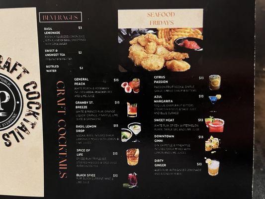 Drink menu