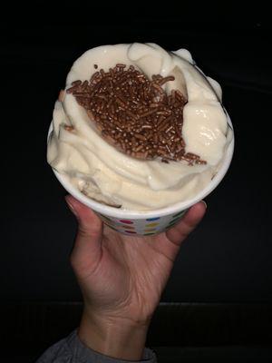 Hazelnut soft serve with chocolate sprinkles