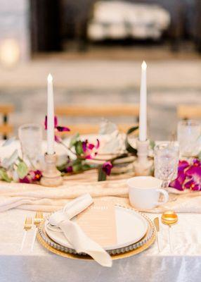 Table setting in reception hall!