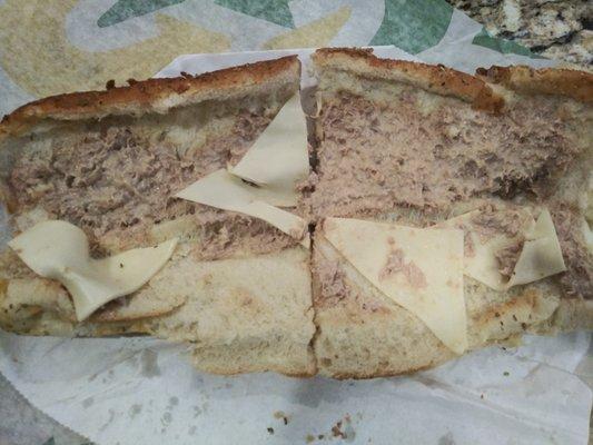 So little tuna, one of the worst sandwiches we've had from Subway.