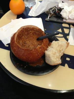 Chili with bread bowl