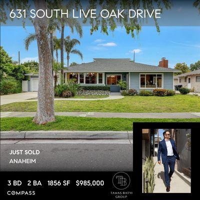 Sold! Beautiful home sold in a hidden pocked on Anaheim for $985,000.