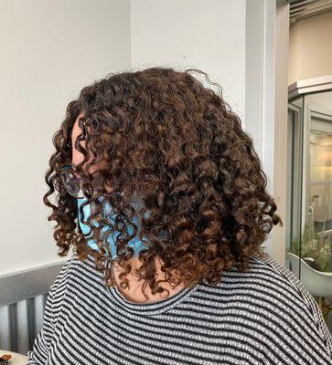 Root Color + Pintura Highlights with a Curl by Curl Dry Haircut