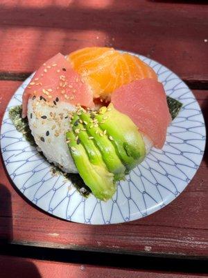 Tuna and Salmon Donut with Spicy Tuna Filling