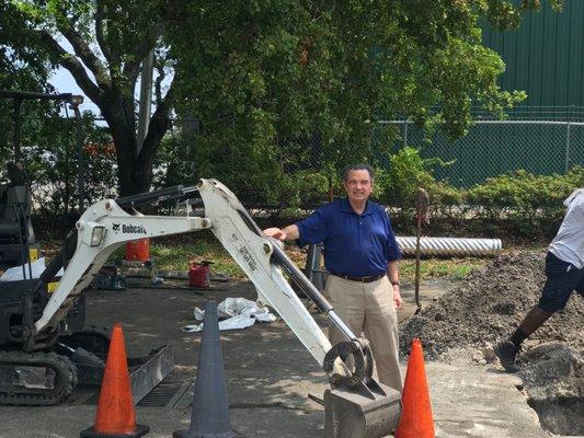 Equipment utilized was a backhoe, vac con w Jetter and a support van