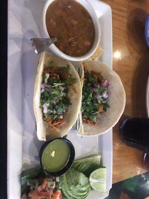 Al Pastor Pork Taco and bean soup