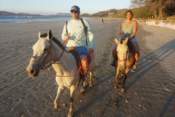 Horseback riding on the beach. Ouch!