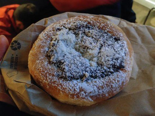 Poppyseed kolache, 4-6" diameter, from European bakery. Good but drier & less sweet than Texas kolaches $3.50