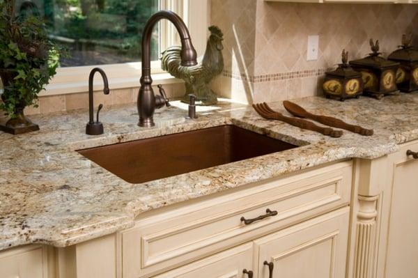 Beautiful Granite with a Custom Copper Sink