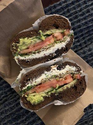 Picnic bagel on pumpernickel