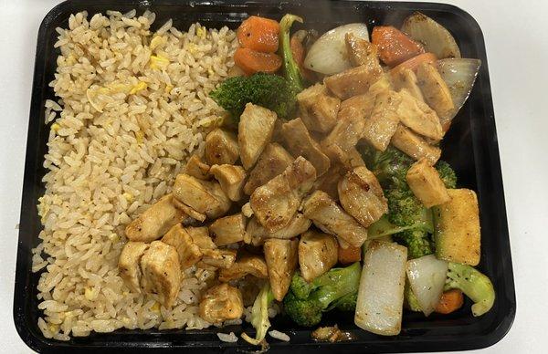 Chicken plate with fried  rice & veggies