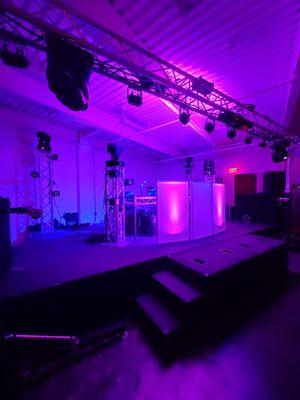 Staging, Lighting, and Sound for New Years' Eve.