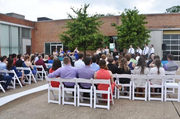 Outdoor ceremony at Lofty Sapces