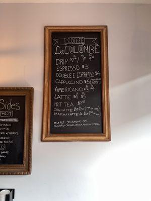 Chalkboard Menu as of 04/2021 - 2 of 2 (Coffee)