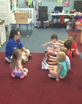 Teaching at local child care facility