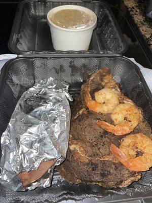 Seasoned Rice, Sweet Potato, Ribeye* 12oz & Grilled Shrimp