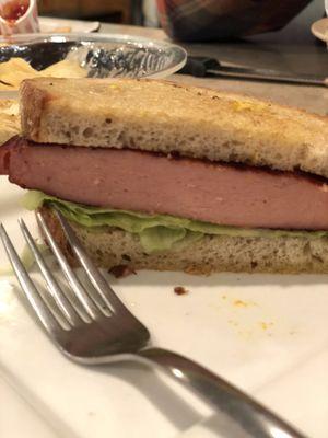 Fried bologna sandwich