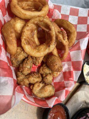 Oysters and onion rings!!