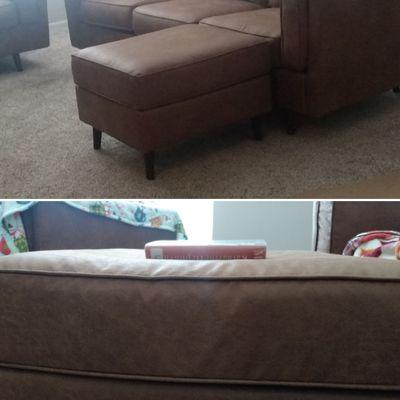 Feb 10th (the day we got it) vs Feb 16th (today, 6 days later) huge dip in the middle of the ottoman. this was $300!