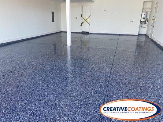 Epoxy Garage Floor in Touch of Blue