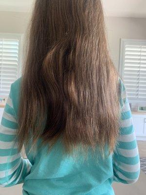 This is her hair the morning after her hair cut. So disappointed.