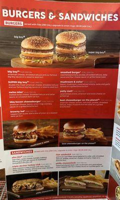 Burger and Sandwich menu 01/24