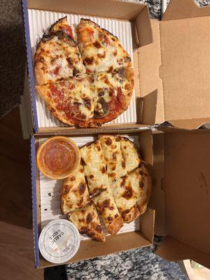 Individual Cheese Pizza with toppings Individual Cheese Sticks