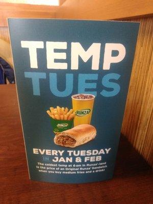 Every Tuesday in January and February.