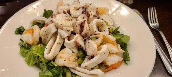 Seafood salad: shrimp, calamari, octopus. Wow!