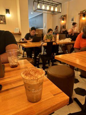 Sitting area with Tiramisu Iced Latte