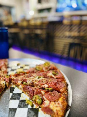 Side shot of my jalapeño pizza