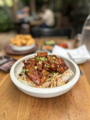 Superb rice and taste! This is the spicy pork belly rice bowl. I finished but I think it's really good for two. Haha!