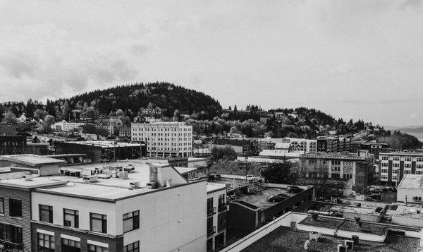 Downtown Bellingham, WA looking south toward the Herald Building