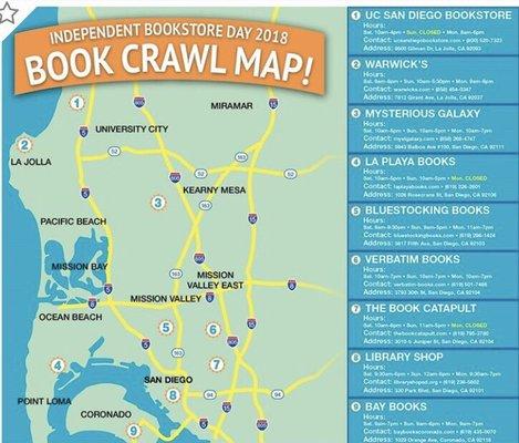 2018 Book Crawl Map