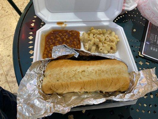 GDUB Deluxe Platter with Baked Beans and Macaroni and Cheese